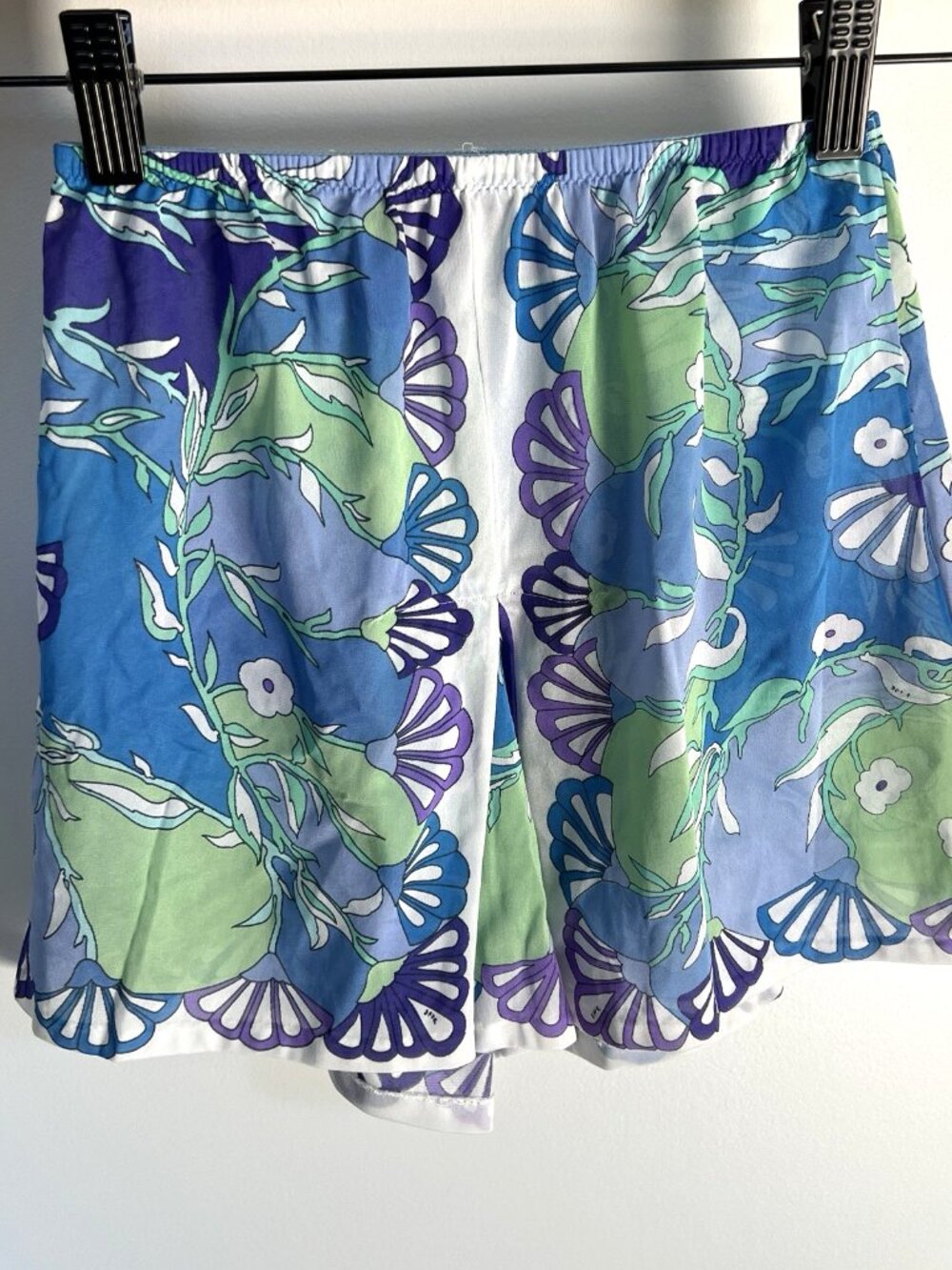 EMILIO PUCCI Vintage Pleated Tap Pants XS Rogers MOD 60's Blue Floral - Picture 5 of 5